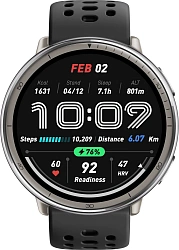 Смарт-часы Amazfit Active 2R A2437 43.9мм 1.32" AMOLED корп.серебристый рем.черный разм.брасл.:135-195мм (6970100377712)