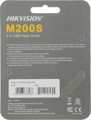 Флеш Диск Hikvision 64GB M200S Hiksemi HS-USB-M200S/64G USB2.0 черный