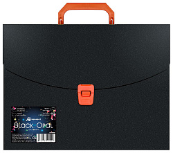 Портфель Бюрократ Black Opal BLPP01OR 1 отдел. A4 пластик 0.7мм черный/оранжевый