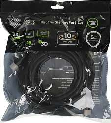 Кабель аудио-видео Cactus CS-DP-DP-1.4-10 DisplayPort (m)/DisplayPort (m) 10м. позолоч.конт. черный