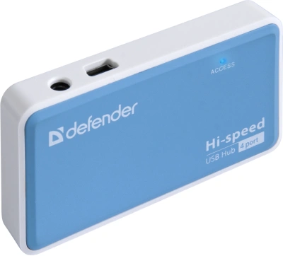 Разветвитель USB 2.0 Defender Quadro Power 4порт. голубой (83503)