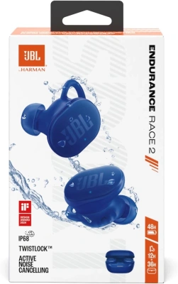 Гарнитура внутриканальные JBL Endurance Race 2 синий беспроводные bluetooth в ушной раковине (JBLENDURACE2BLU)