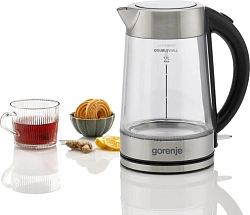Чайник электрический Gorenje K17GDWII 1.7л. 2200Вт черный корпус: стекло/металл/пластик (743905)