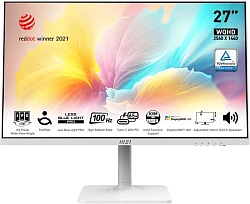 Монитор MSI 27" Modern MD272QXPW белый IPS LED 1ms 16:9 HDMI M/M матовая HAS Piv 400cd 178гр/178гр 2560x1440 100Hz DP Quad 2K (1440p) USB 5.85кг
