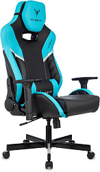 Кресло игровое Knight Thunder 5X черный/голубой экокожа крестов. металл