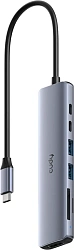 Разветвитель USB-C Cudy UH407 3порт. серебристый
