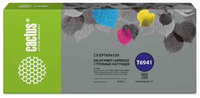 Картридж струйный Cactus CS-EPT694100 T6941 черный (675мл) для Epson SureColor SC-T3000/T3070/T3200/T5000/5200