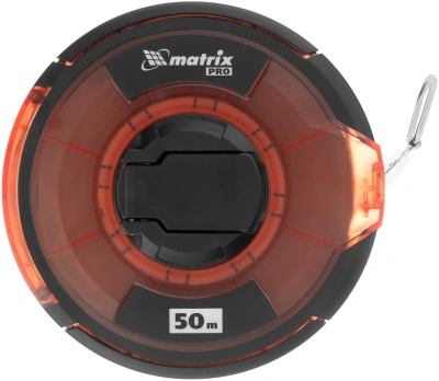 Рулетка геодезическая Matrix 31282 дл.полотна 50м изм.шкала в см зацеп простой красный/черный
