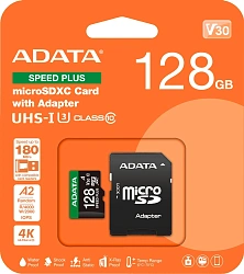 Флеш карта microSDXC 128GB A-Data UD128GUI3V30A2SP-RA1 Speed Plus + adapter