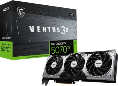 Видеокарта MSI PCI-E 5.0 RTX 5070TI 16G VENTUS 3X NVIDIA GeForce RTX 5070TI 16Gb 256bit GDDR7 2452/28000 HDMIx1 DPx3 HDCP Ret