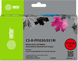 Картридж перезаправляемый струйный Cactus CS-R-PFI030/031M пурпурный (55мл) для Canon imagePROGRAF TA-20/30/TM-240/340
