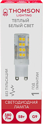 Лампа светодиодная Thomson TH-B4240 5Вт цок.:G9 капсул. 220B св.свеч.бел.теп. (упак.:1шт)