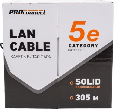 Кабель информационный PROconnect 01-0045-3 кат.5E UTP 4 пары 24AWG PE внешний 305м черный