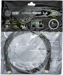 Кабель аудио-видео Cactus CS-HDMI.1.4-1.5 HDMI (m)/HDMI (m) 1.5м. позолоч.конт. черный