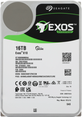 Жесткий диск Seagate SAS 3.0 16TB ST16000NM004J Exos X18 4KN (7200rpm) 256Mb 3.5"