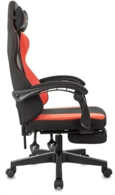 Кресло игровое Zombie Weaver черный/красный ткань/эко.кожа с подголов. крестов. пластик подст.для ног пластик черный