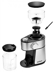 Кофемолка Kitfort КТ-717 200Вт сист.помол.:жернова вместим.:100гр нержавеющая сталь/черный