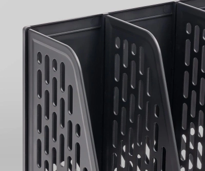 Лоток вертикальный Deli E9849 BLACK E9849 4отд. сборный для бумаг 325x320x275мм черный пластик пластиковый пакет