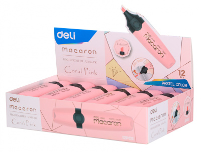 Текстовыделитель Deli EU356-PK Macaron скошенный пиш. наконечник 1-5мм розовый пастельный