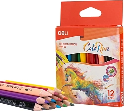 Карандаши цв. Deli EC00400 ColoRun трехгран. тополь 12цв. коробка/европод.