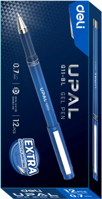 Набор ручек гелев. Deli Upal (EG11-BL-P) синий d=0.7мм кор.карт. (12шт)