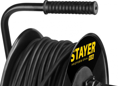 Удлинитель силовой Stayer 55076-50_z01 3x2.5кв.мм 4розет. 50м КГ катушка черный