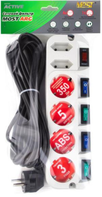 Сетевой фильтр Most ARG 5м (6 розеток) белый (коробка)