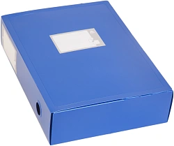 Короб архивный вырубная застежка Бюрократ -BA80/08BLUE пластик 0.8мм корешок 80мм 330x245мм синий