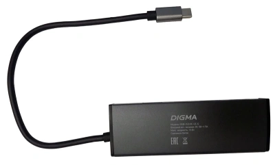 Разветвитель USB-C Digma HUB-3U3.0C-UC-G 4порт. серый (HUB-3U3.0С-UC-G)