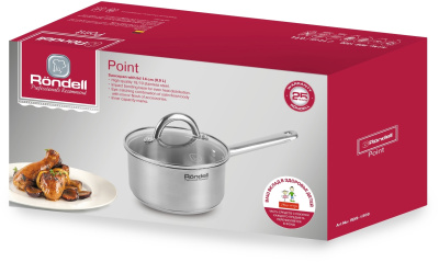 Ковш Rondell Point RDS-1308 0.9л. d=14см (с крышкой) стальной