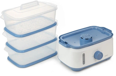 Пароварка Centek CT-1462 3ярус. 1050Вт белый/голубой