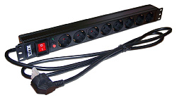 Блок распределения питания Lanmaster TWT-PDU19-16A8P-3.0 гор.размещ. 8xSchuko базовые 16A Schuko 3м