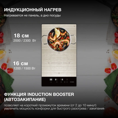 Индукционная варочная поверхность Hyundai HHI 3772 GR серебристый