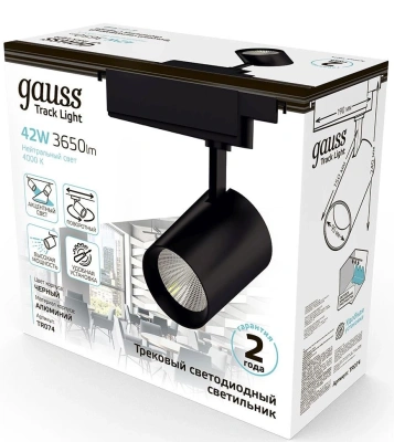 Светильник Gauss TR074 42Вт 4000K цв.св.:белый нейтральный черный