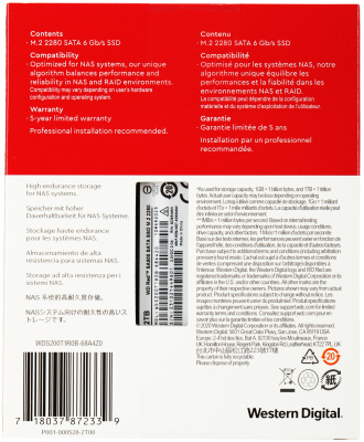 Накопитель SSD WD SATA-III 2TB WDS200T1R0B Red SA500 M.2 2280