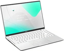 Ноутбук Gigabyte Aero 14 Core i7 13700H 16Gb SSD1Tb NVIDIA GeForce RTX4050 6Gb 14" OLED QHD+ (2880x1800) без ОС silver WiFi BT Cam (BMF-72KZBB4SD)
