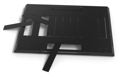 Шкаф коммутационный Hyperline (TTBR-2266-AS-RAL9004) напольный 22U 600x600мм пер.дв.стекл задн.дв.спл.стал.лист 2 бок.пан. 800кг черный 510мм 1166мм IP20 сталь