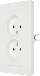 Розетка силов. IEK Brite РС12-2-БрБ BR-R20-10-K01-F 2розет. двойн. скрыт. IP20 белый (упак.:1шт)