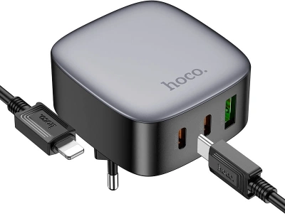 Сетевое зар./устр. Hoco CS33A 30W 3A+2.5A+2A+1.5A (PD+QC) 2xUSB/USB type-C универсальное серый (PD30W(TYPE-C TO TYPE-C) 17536)