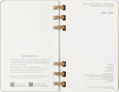 Еженедельник Moleskine ACADEMIC SPIRAL DHSPK5212AMWH3 Large 150х210мм 200стр. кремовые страницы спираль киви