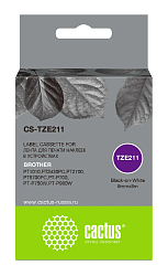 Картридж ленточный Cactus CS-TZE211 TZe-211 черный на белом 6x8 для Brother 1010/1280/1280VP/2700VP