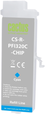 Картридж струйный Cactus CS-R-PFI320C-CHIP PFI-320C голубой (260мл) для Canon imagePrograff TM-200/200MFP/205/300/300MFP/305/250/255/350/355 с чипом