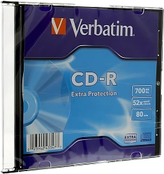 Диск CD-R Verbatim 700Mb 52x Slim case (1шт) (43347)