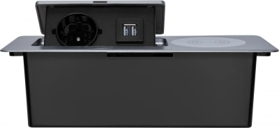 Розетка Cactus CS-SOCKET-USBA-WLESS для столешницы 26.5x11.8x6.5см серебристый