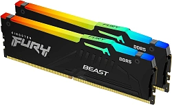 Память DDR5 2x32GB 6000MHz Kingston KF560C30BBEAK2-64 Fury Beast RGB RTL Gaming PC5-48000 CL30 DIMM 288-pin 1.4В kit single rank с радиатором Ret