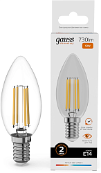 Лампа филам. Gauss Filament 12Вт цок.:E14 свеча 220B св.свеч.бел.теп. (упак.:10шт) (32112)