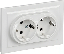 Розетка силов. IEK Brite РСш12-3-БрБ BR-R24-16-K01-F 2розет. двойн. скрыт. зазем. штор. IP20 белый (упак.:1шт)
