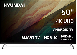 Телевизор LED Hyundai 50" H-LED50BU7009 Android TV Frameless черный 4K Ultra HD 60Hz MEMC DVB-T DVB-T2 DVB-C DVB-S DVB-S2 USB WiFi Smart TV