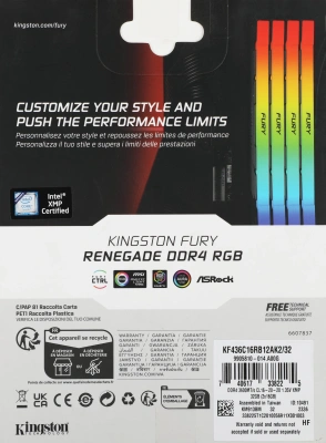 Память DDR4 2x16GB 3600MHz Kingston KF436C16RB12AK2/32 Fury Renegade RGB RTL Gaming PC4-28800 CL16 DIMM 288-pin 1.35В dual rank с радиатором Ret