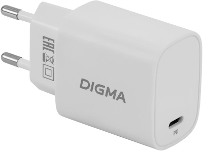 Сетевое зар./устр. Digma DGW3C 30W 3A (PD) USB-C универсальное белый (DGW3C0F010WH)